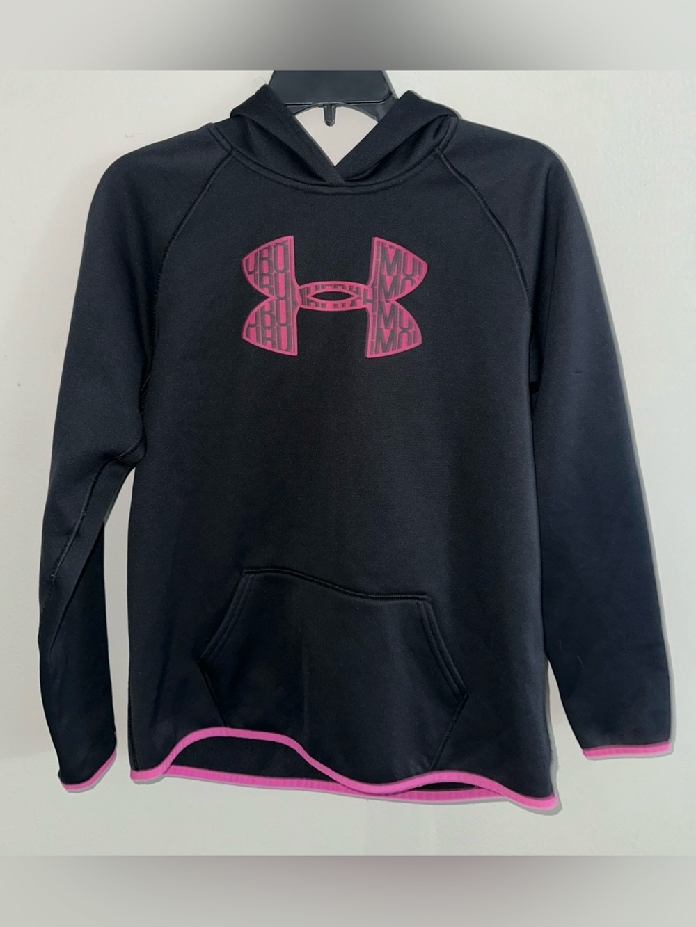 Under Armour Kids Hoodie in Black with Pink Logo